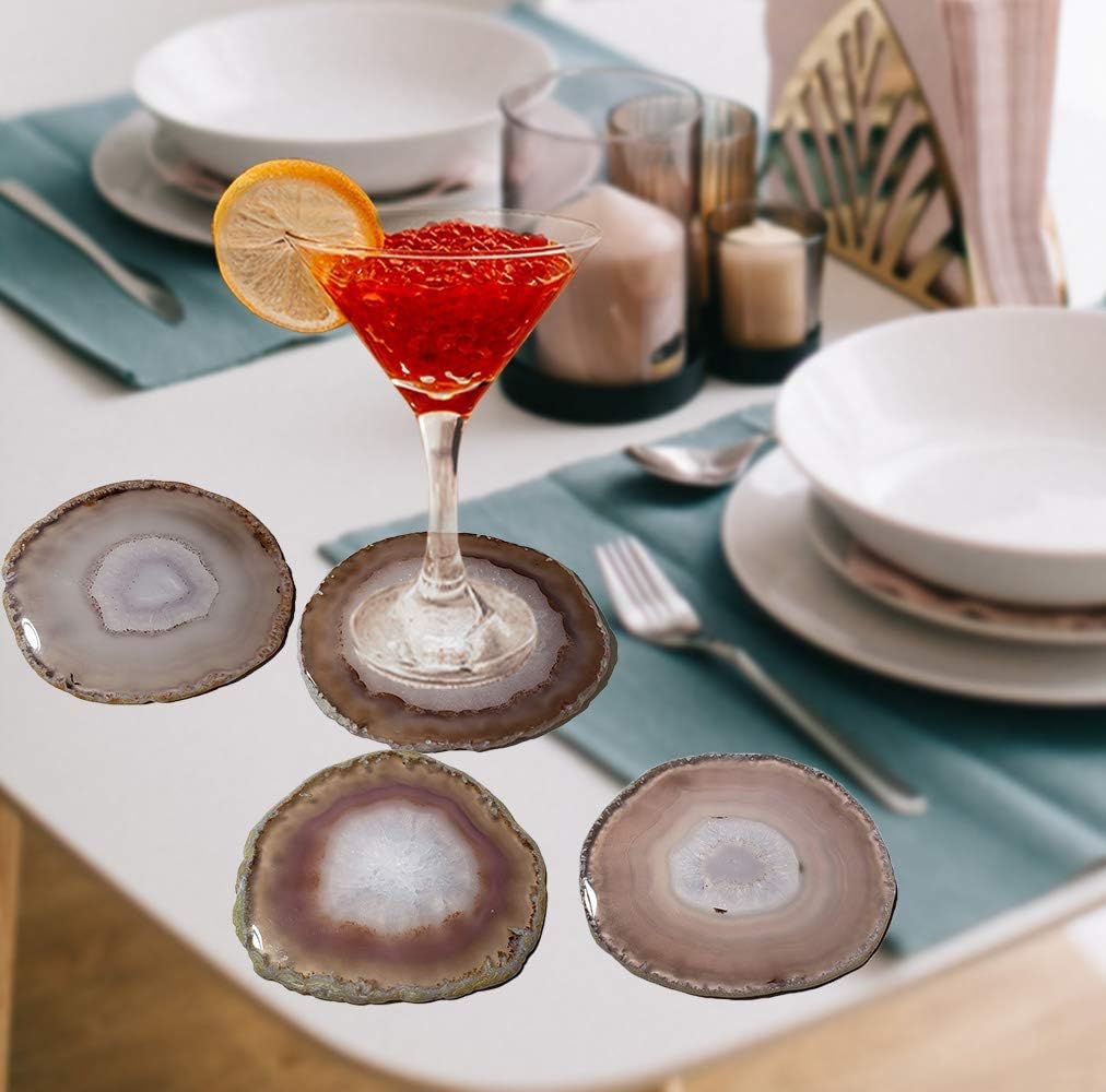 Agate Bookends Nature Crystal Coasters for Drinks Perfect Housewarming Gifts Unique