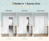 Sliding Closet Door 72"×80" (Double 37"), 5 Panels Bypass Barn Doors with Hardware Track Kit Include