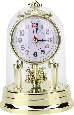 Vintage Table Clock, Mantel Domed Clock Antique Silent Tabletop Clocks European Retro Clocks with Glass Dome for Home Living Room Decor (Gold) A134-B0F4RHQQLB