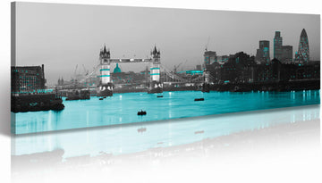 London Tower Bridge Skyline Canvas Wall Panoramic Cityscape 14x48in