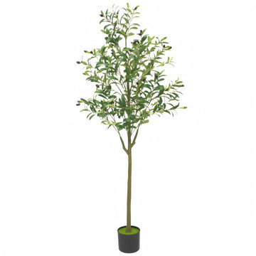 5FT Artificial Olive Tree with Fruits, Faux Potted Olive Tree with Realistic Lifelike Leaves & Trunk, Easy Assembly