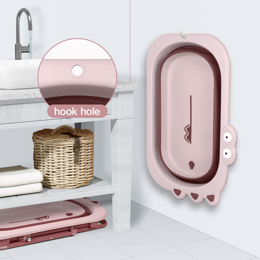Collapsible Baby Bathtub for Newborn to Toddler (Pink)