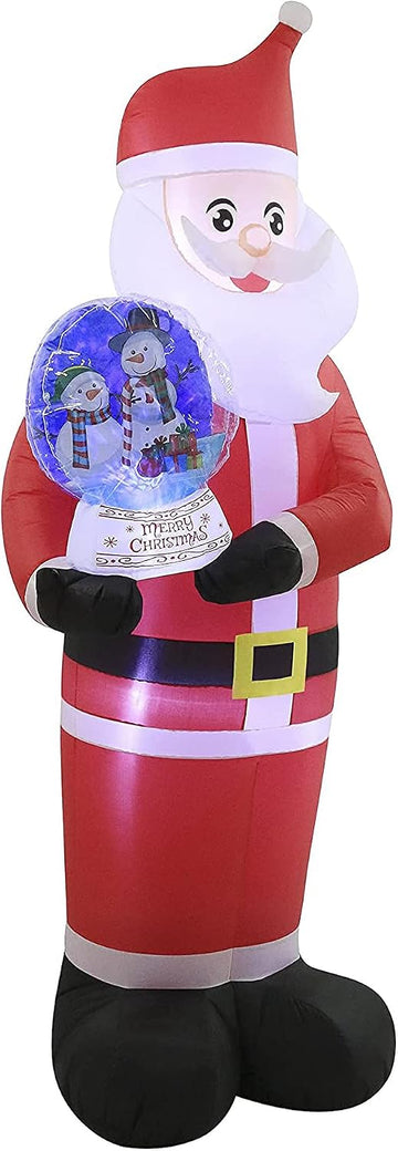 8 Foot Inflatable Polyester Pre Lit Santa Holding Swirling Lights Snow Globe Christmas Yard Decoration with Multicolor