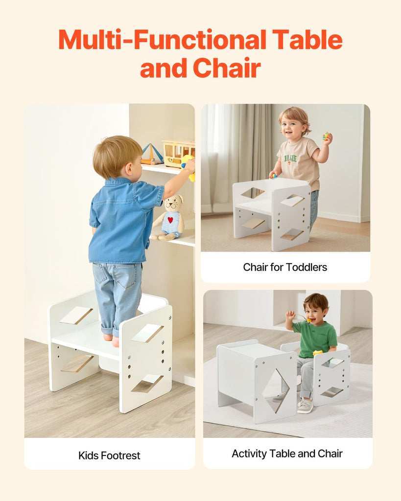 Montessori Weaning Table and Chair Set, Wooden Toddler Table and Chair Set for Aged 1-5, Adjustable Height Kids