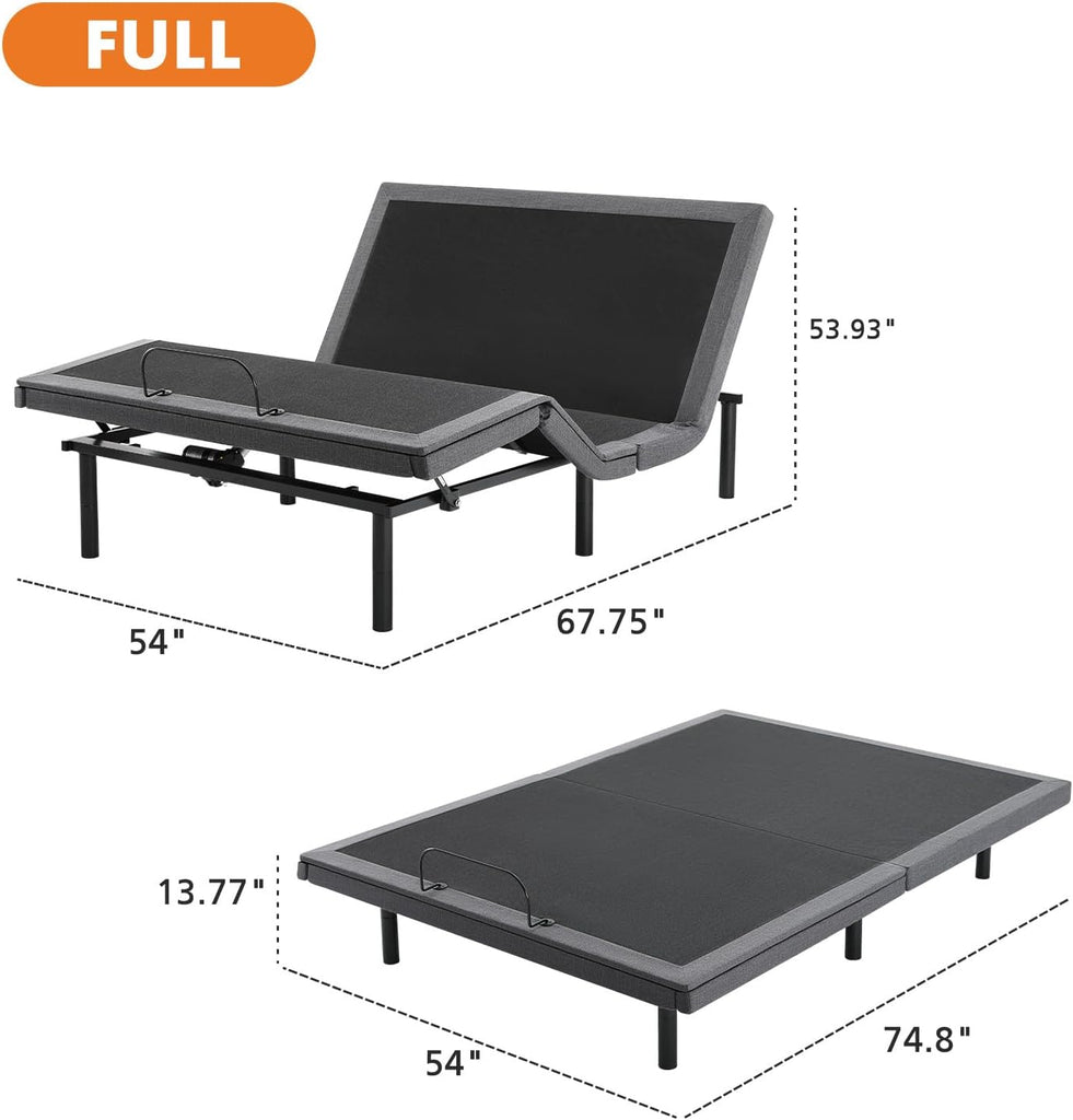 Full Adjustable Bed Frame, Electric Base, USB, Zero Gravity