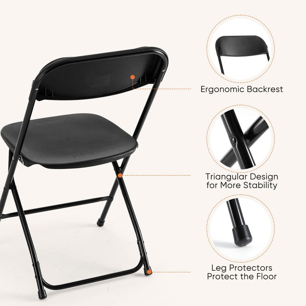Plastic Folding Chairs Sets of 4, Patio Dining Foldable Sets, Outdoor