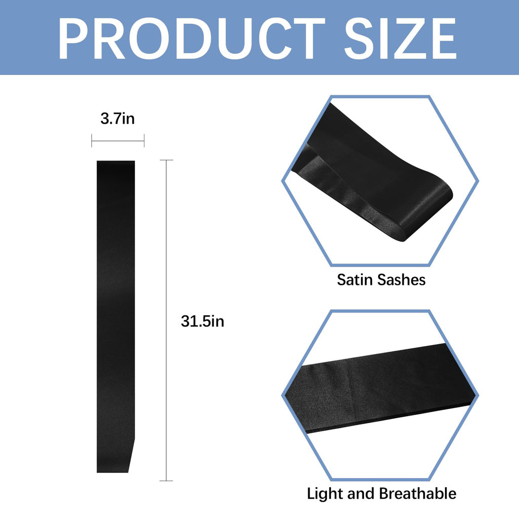 25pcs Black Sashes Blank Sashes for Pageants Plain Sashes for Beauty Pageants Satin Sash to Decorate
