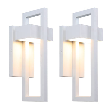 Outdoor Wall Lights Modern Exterior Lighting Fixtures, 3000K Integrated LED Outdoor Wall Sconce Lighting 2 Packs