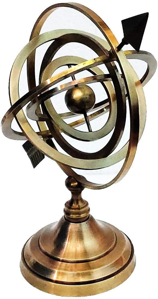 14 inches Large Antique Armillary Sphere Globe Replica Gift; Vintage Table Decor and Gift (Multicolored)