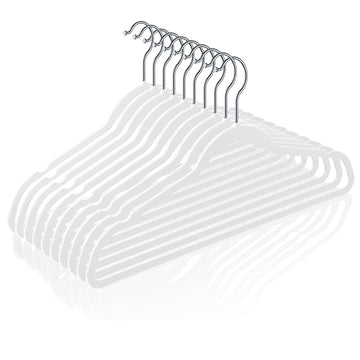 50 Pack Plastic Clothes Hangers, 17.7 in, White, Non-Slip, Heavy Duty