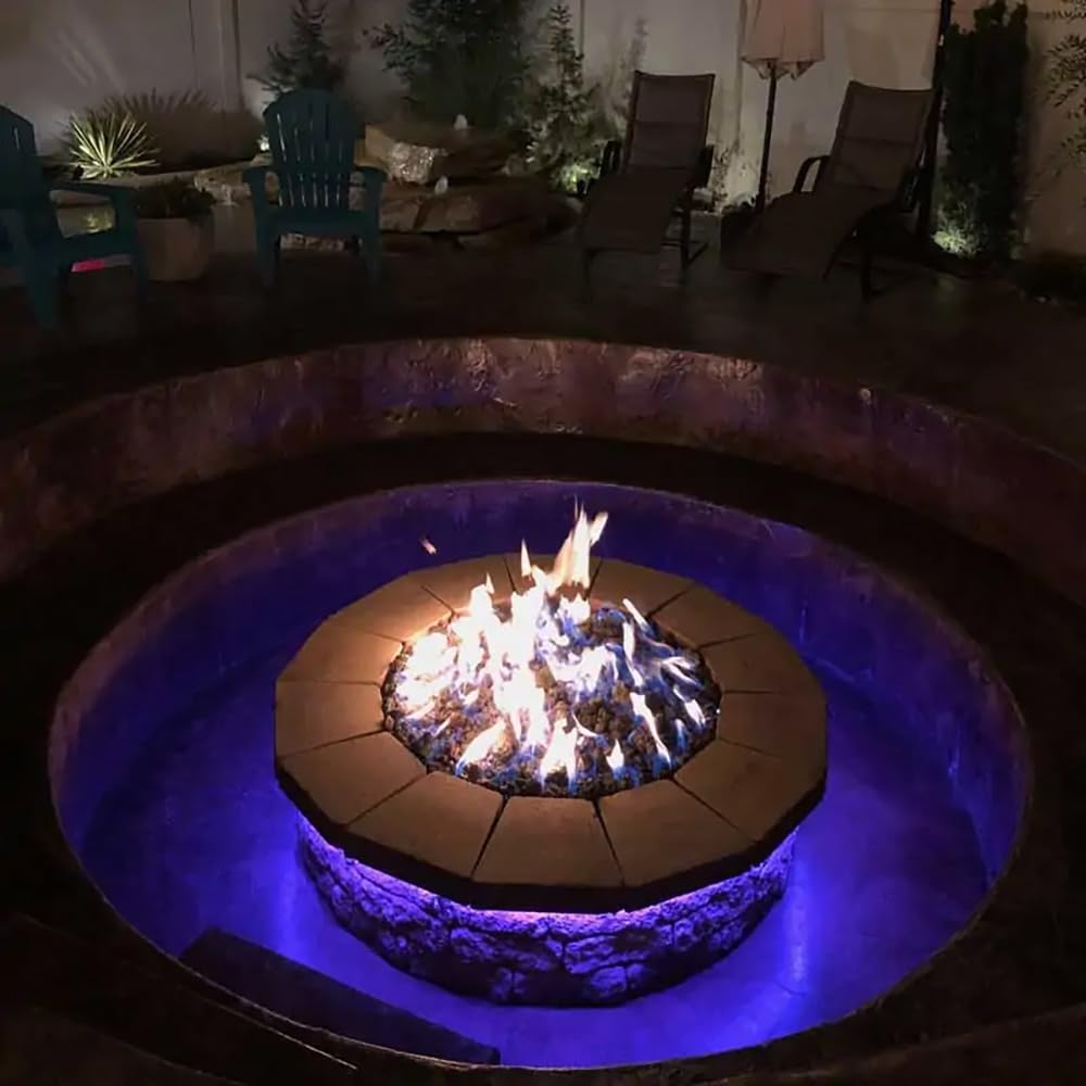Round Match Lit Fire Pit Burner Kit with 24-Inch Stainless Steel Burner, Natural Gas, Polished