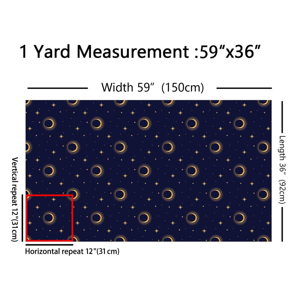 Gothic Style Fabric by The Yard Star Moon Galaxy Polka Dot DIY Craft Hobby Fabric by The Yard Blue Night Sky Print