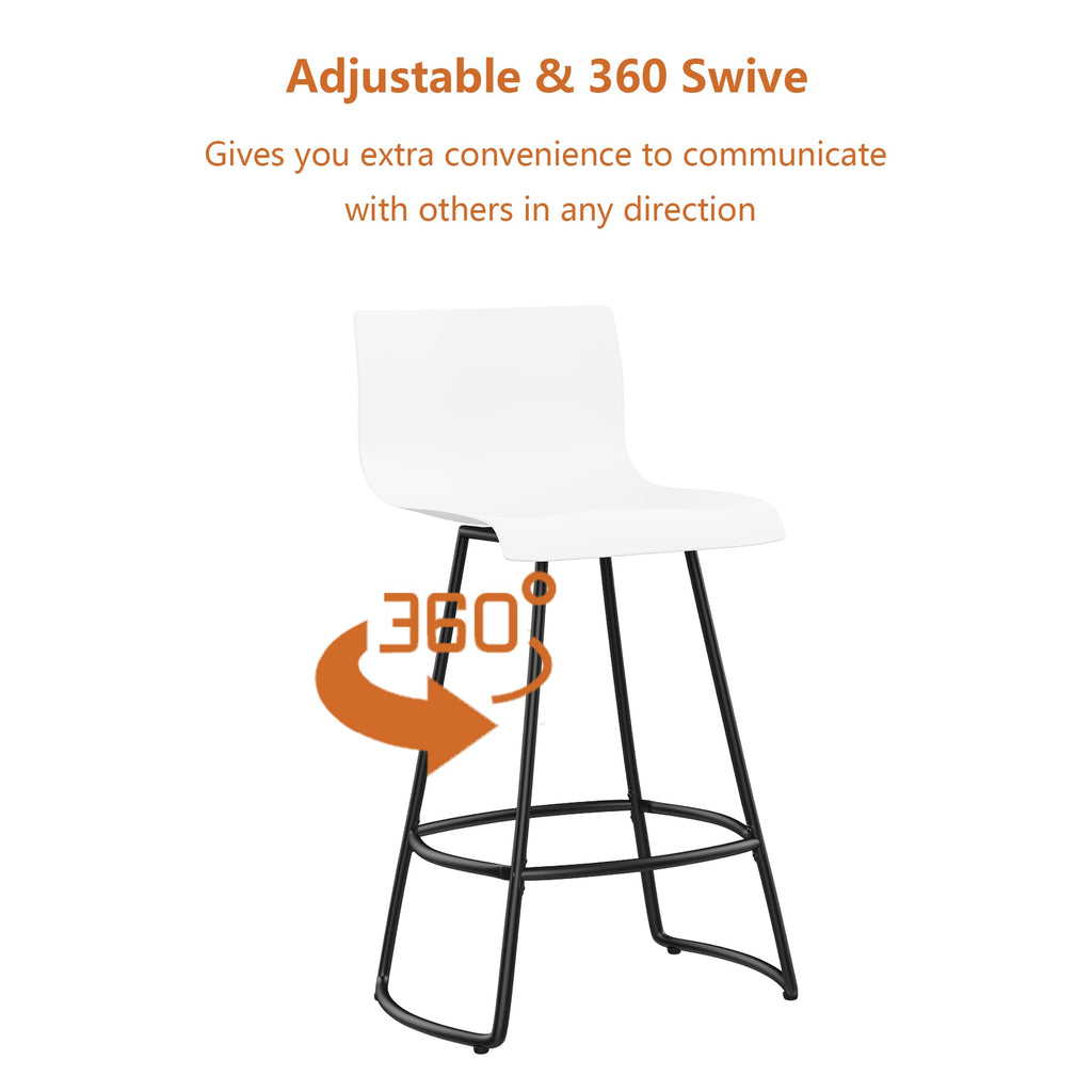 Bar Stools Set of 4 Counter Height Bar Stools Modern Swivel Bar Chairs with Back Plastic 24" Metal Counter Height
