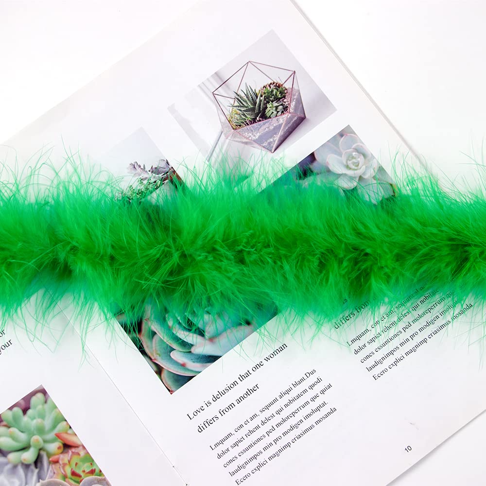 20g Green Fluffy Marabou Feather Boa for DIY Craft Sewing Trim Home Wedding Party Christmas Decoration - 2 Yards