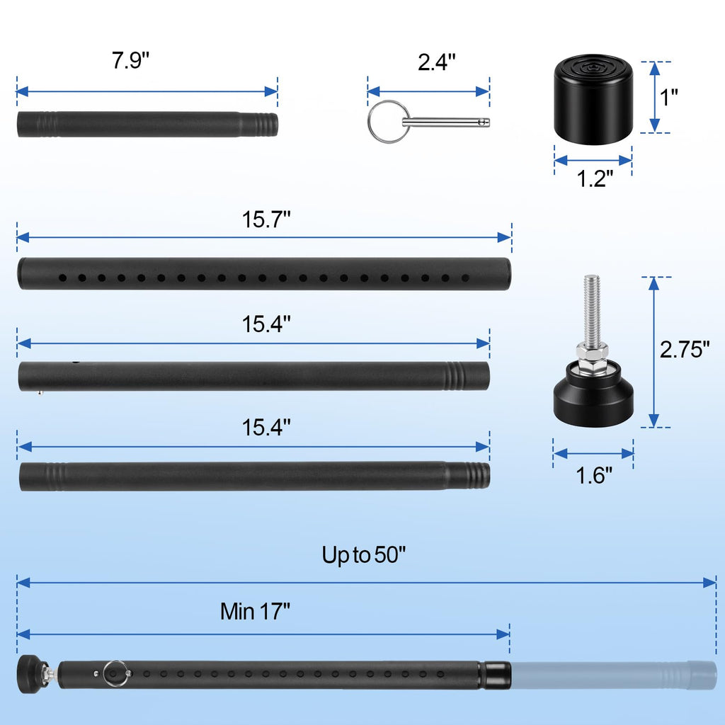 Sliding Door Security Bar, 17-50 inches Window Security Bar with Rubber Tips, Sliding Door Lock Bars for Window