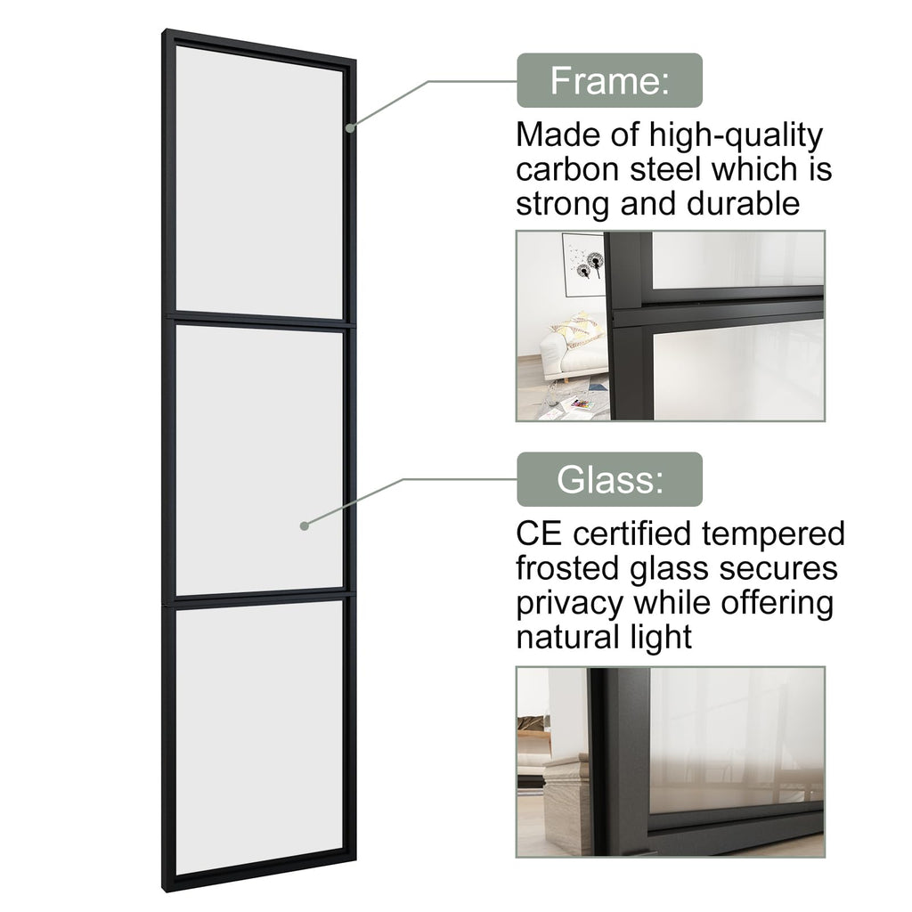 36 x 84 Inch Double Barn Door with 6FT Hardware Kit and Soft Close Mechanism Include, 2 Sets of 18in x 84in 3-Paneled