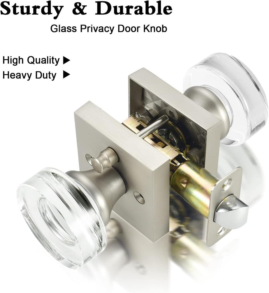 Crystal Door Knobs Brushed Nickel Door Knobs Interior Privacy Door Knobs with Lock Bedroom Glass Door Knobs Satin