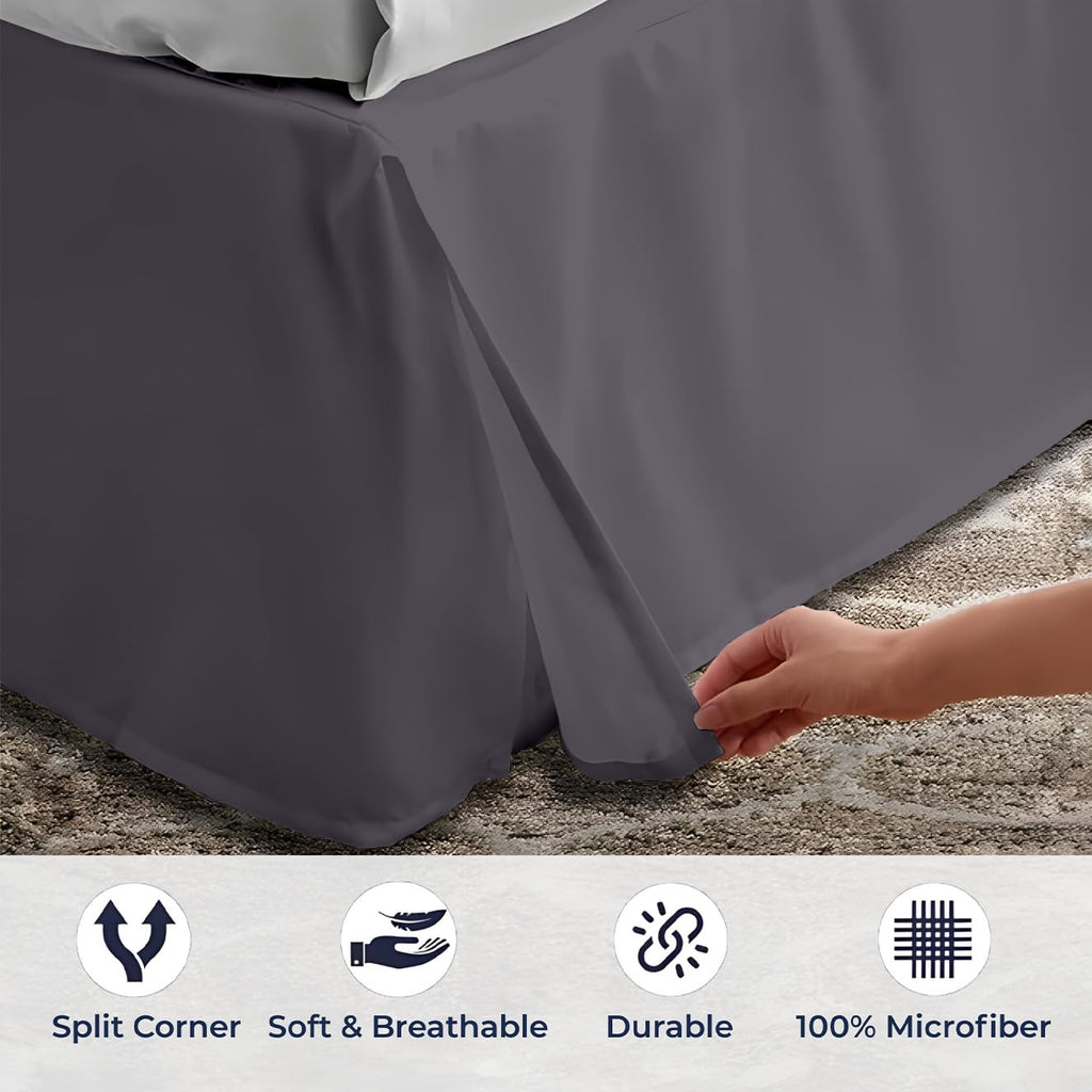 21 inch Drop Bed Skirt Full Size - Platform Style with Secure Fit, Classic Tailored Look, Elegant Pleated Style Dust