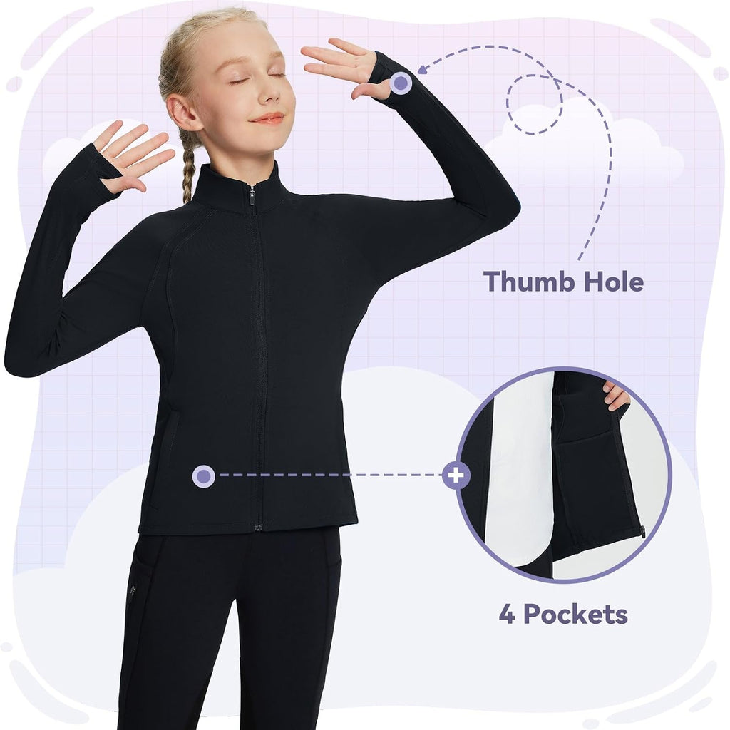 Kid's Fleece Jacket Full-Zip Raglan Sleeve Riding Shirts