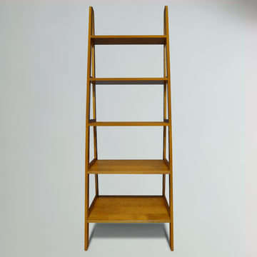 100% Solid Wood 5-Shelf Ladder Bookcase, Standard, 72" H, Chestnut