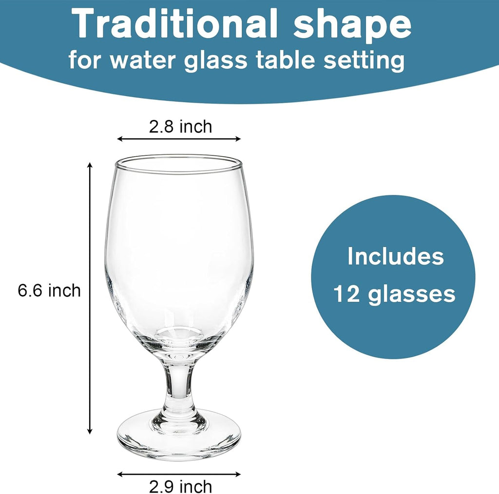 12 Pack Goblet Party Glasses, 13-Ounce Classic Beverage Glass Juice Glasses, Clear