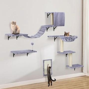 Cat Wall Shelves, Space-Saving Wall-Mounted Cat Climbing Set for Large Cats