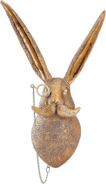 Art Deco Animal Head Wall Sculpture - Brass-Toned Resin
