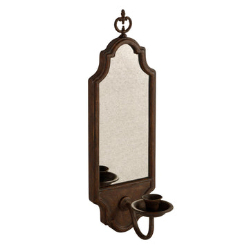 Mirrored Wall Candle Holder - Antique Copper Sconce for Taper Candles, Elegant Hanging Decor