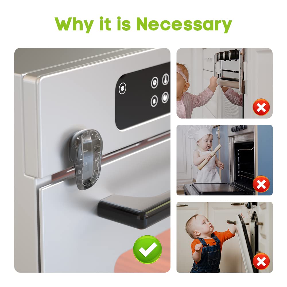 1 Pcs Baby Safety Oven Door Lock, Double Button Oven Lock Safety (Clear-Black)