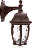 LED Outdoor Wall Light - Features Clear Water Glass, 3000K Warm White, 580 Lumens, Dusk to Dawn Photocell Light Sensor