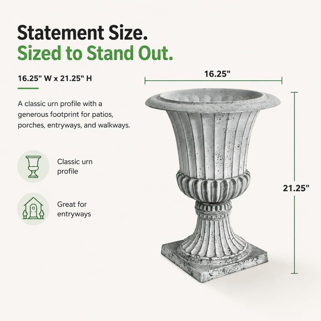 22" Urn Planter | Weathered Grey