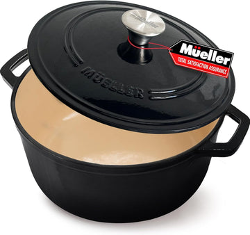 HOME 4.5 QT Enameled Cast Iron Dutch Oven, Heavy-Duty Casserole Dish and Braiser Pan with Lid and Stainless Knob