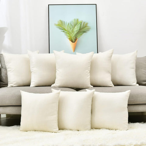 Pack 8 Linen Throw Pillow Covers Set Cushion Case, Blank for HTV Iron on Design,18x18 Inch