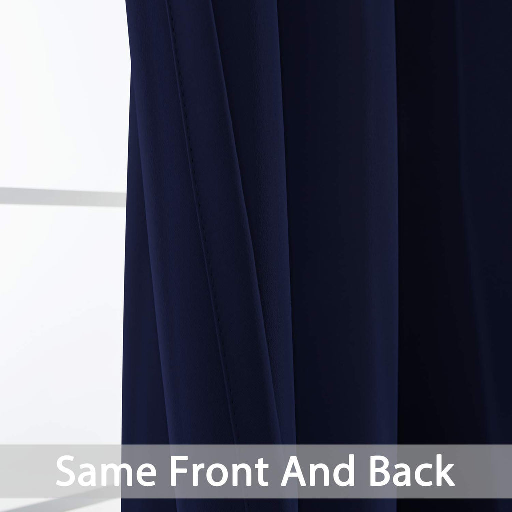 Navy Blue Room Darkening Curtains 84 inch Sliding Door Drapes
