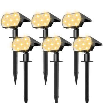 Solar Lights Outdoor Waterproof - 6 Pack (Warm White)