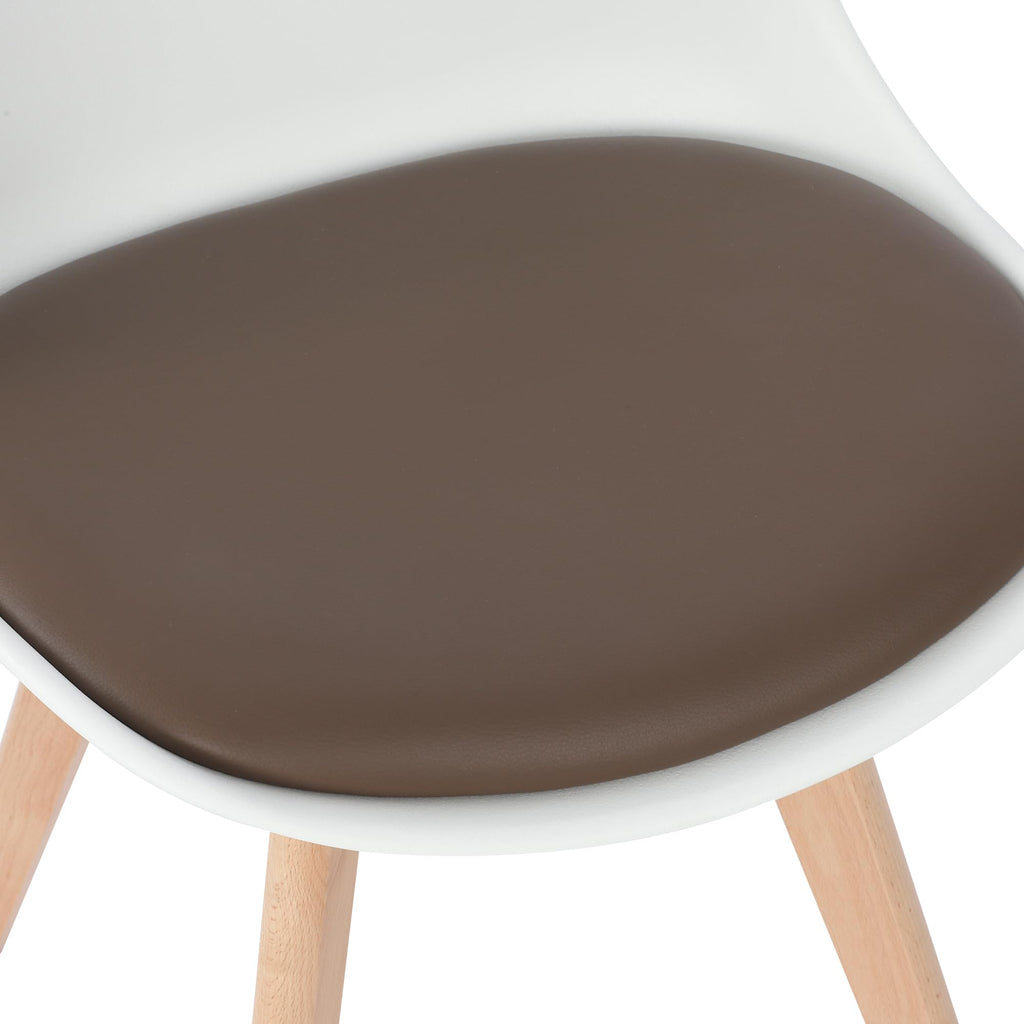 Mid Century Modern, Shell Lounge Plastic Side Chair with Soft Padded and Wooden Legs Living Room Bedroom Kitchen Set