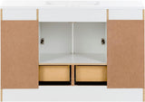 Spring Mill Cabinets Emlyn 48 Inch Bathroom Vanity with White Single Sink Top, 3 Cabinets, 2 Shelves, 2 Drawers