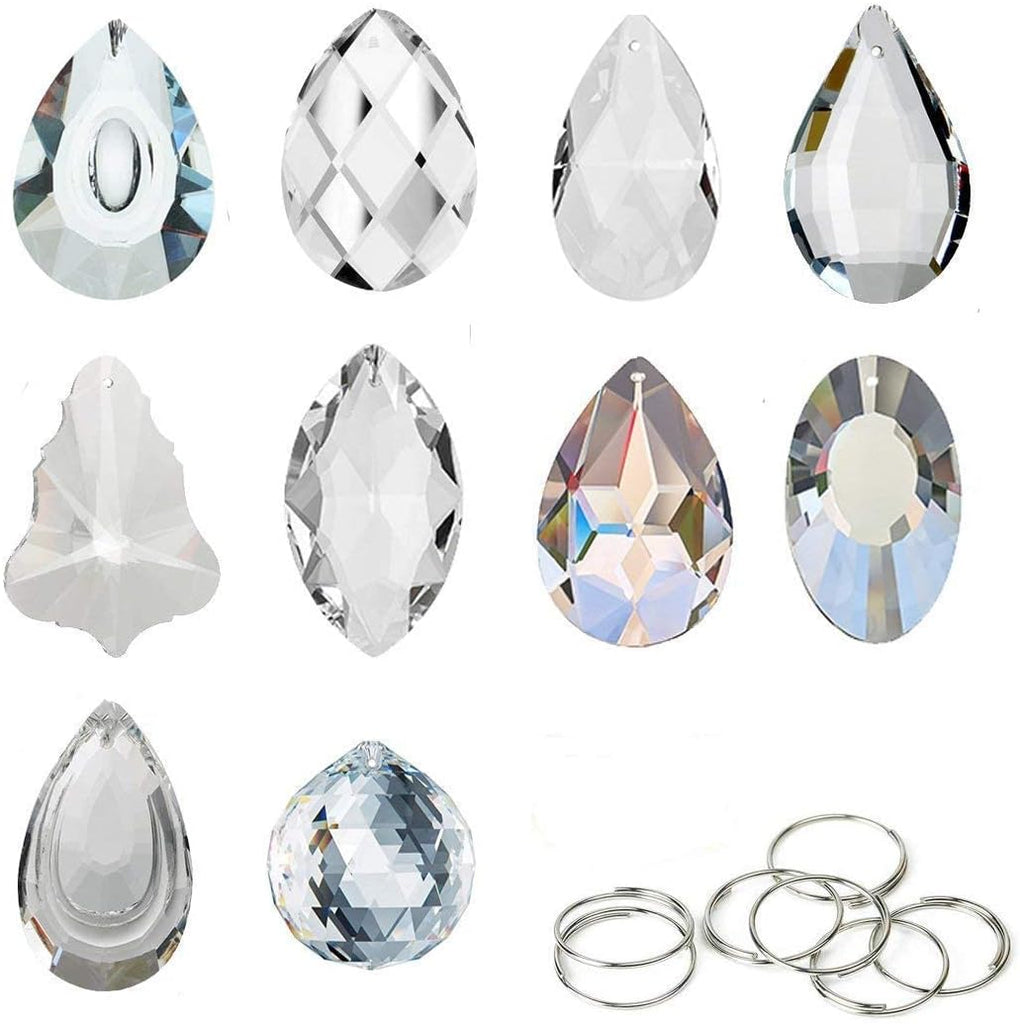 10 Pack Crystal Sun Catcher Prisms, Chandelier Crystals Pendant Replacement - Clear Suncatchers for Window Hanging