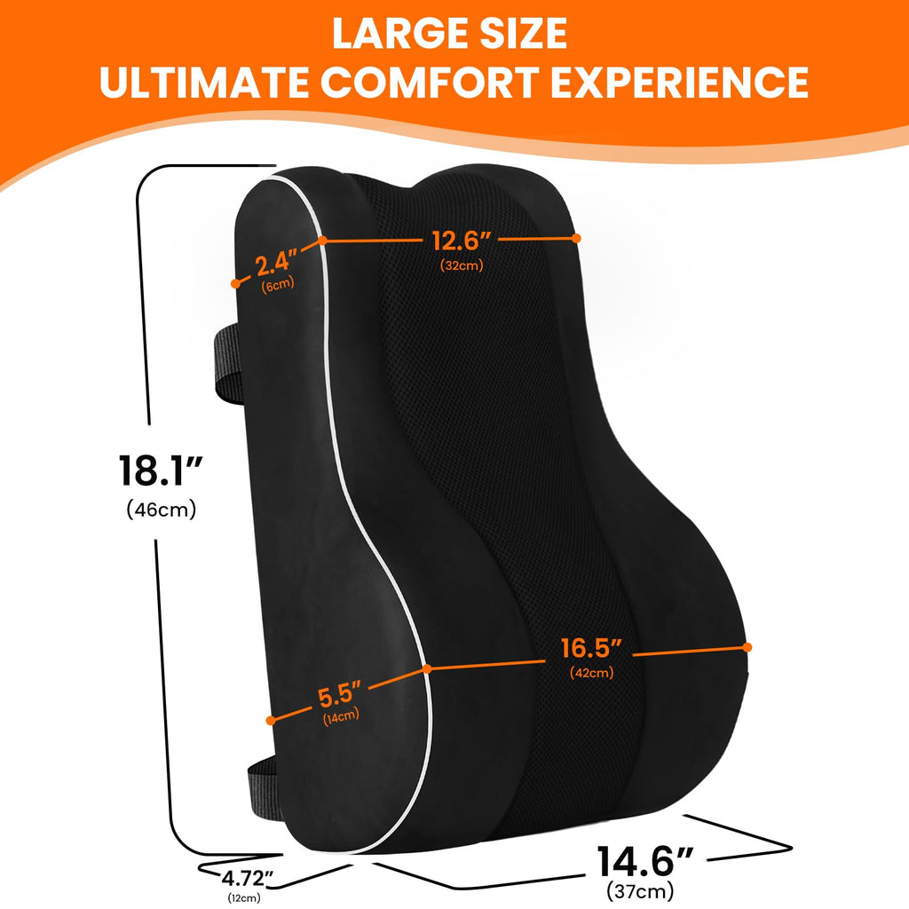 Lumbar Support Pillow, Memory Foam Chair, Black