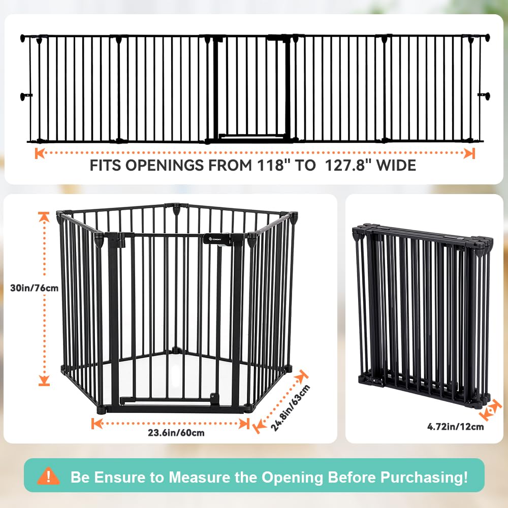 127.8" Extra Wide Baby Gate, Dog Gate Stairs Doorways