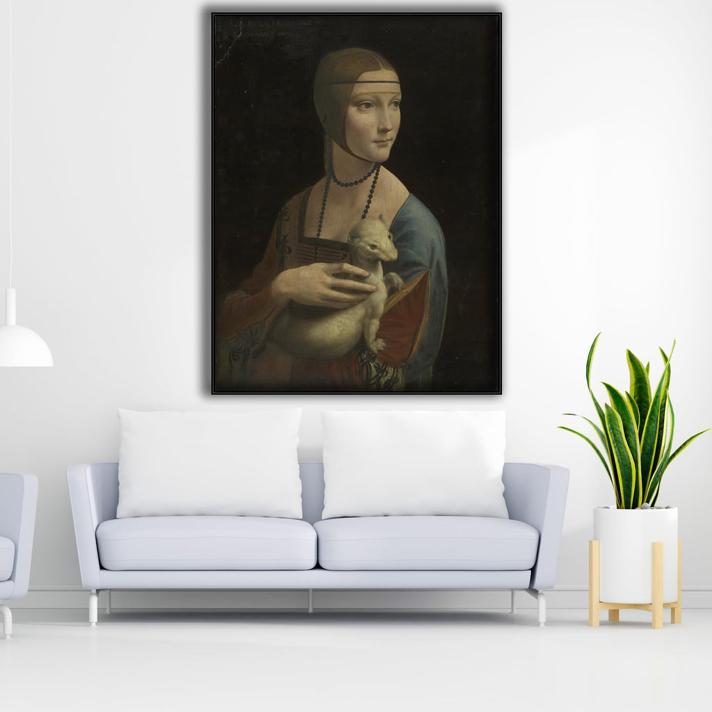 Leonardo Da Vinci Wall Art - Lady with an Ermine Canvas Art Print - Renaissance Poster - Portrait Painting Cool Home