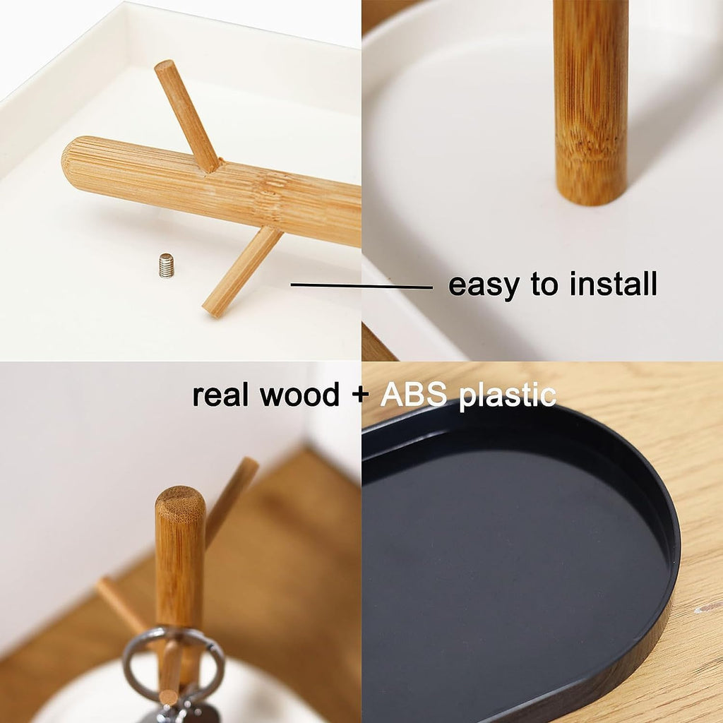 Key Tray & Key Bowl, Jewelry Tray with Wood 3-Tier Hanging Organizer - Multi-Functional Entryway Tray