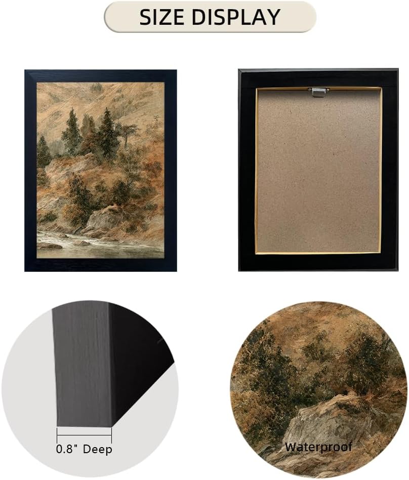 Framed Landscape Mountain Painting Autumn Forest Wall Art 3 Piece Nature Canvas Print Vintage Fall Picture Artwork