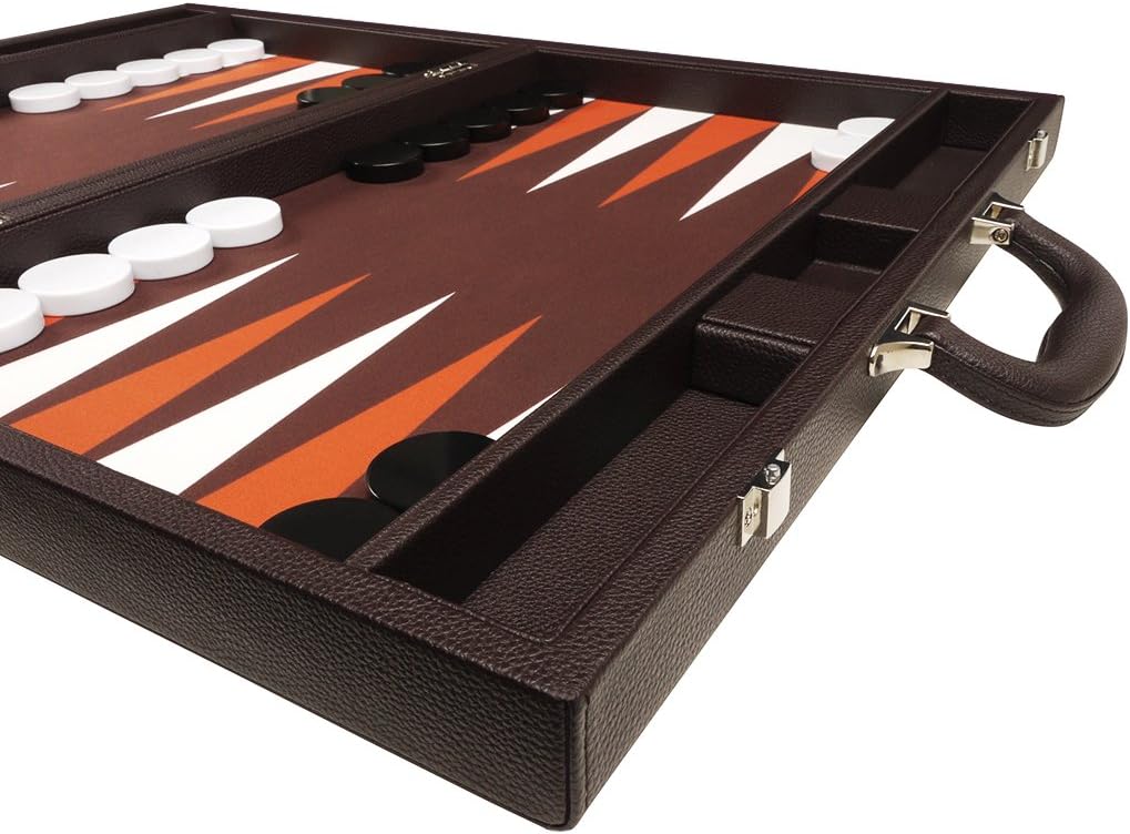 19-inch Premium Backgammon Set - Dark Brown Board