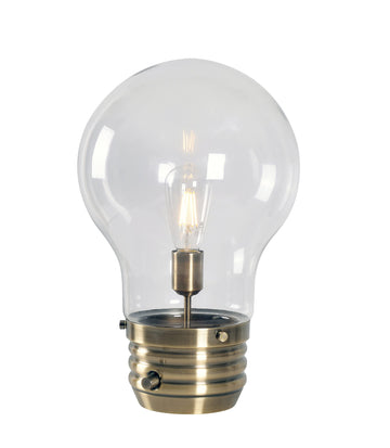 Edison Table Lamp with Antique Brass Finish, Rustic Style, 18" Height, 11.438" Width, 11.438" Depth