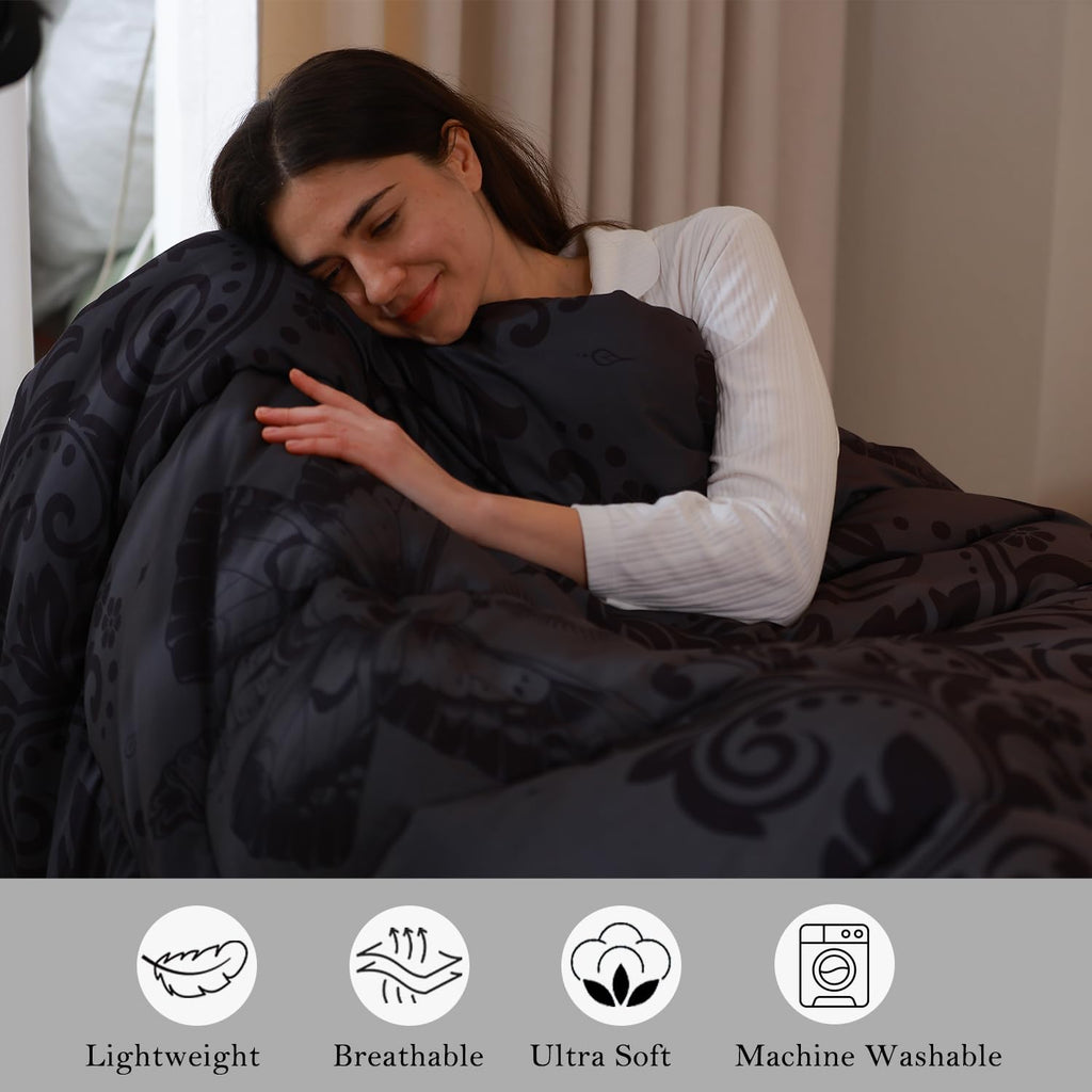 Gothic Death Moth Damask Comforter Set Queen Size Bedding Set