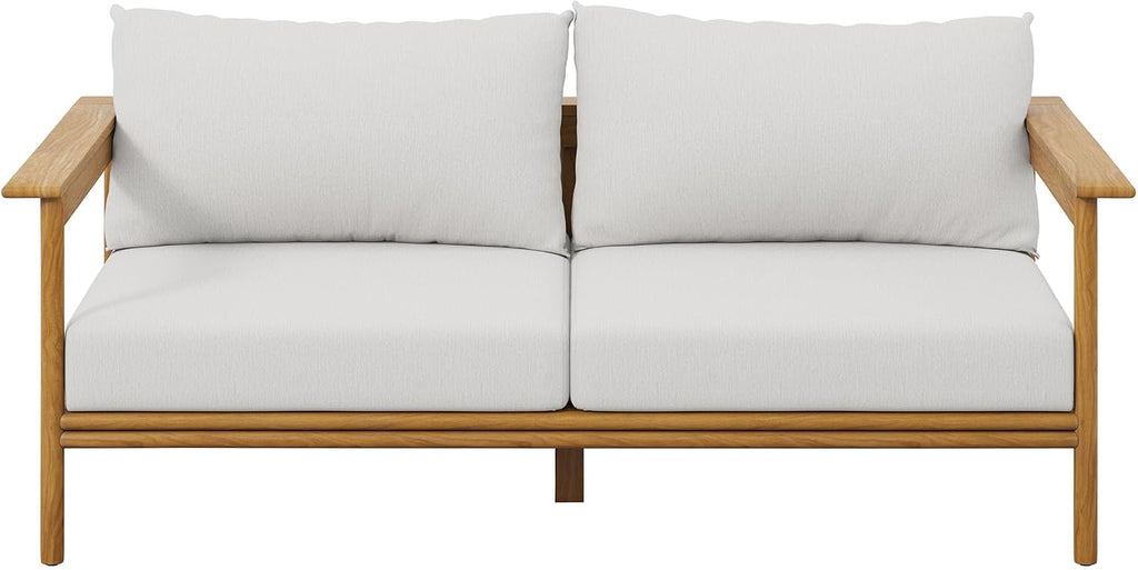 Wren Teak Wood Outdoor Sofa in Natural Sail