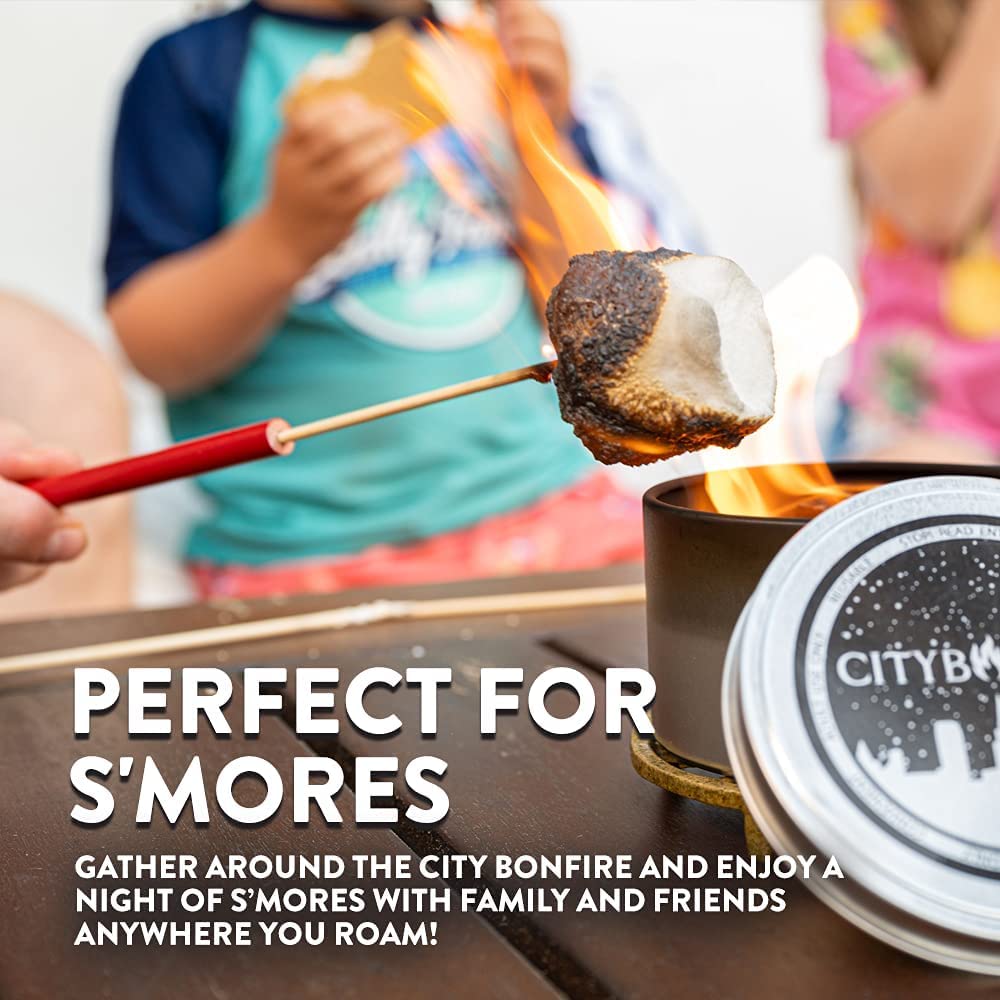 Portable Fire Pit - Mini Fire Pit, Table Top Firepit, No Wood, No Embers, 3-5 Hours of Burn Time - Food Safe for