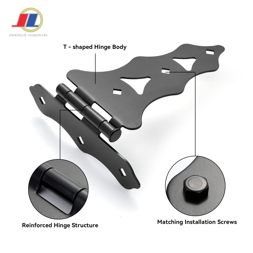 Gate Hinges, Heavy Duty T-Hinge for Wood Fence, 1 Pack