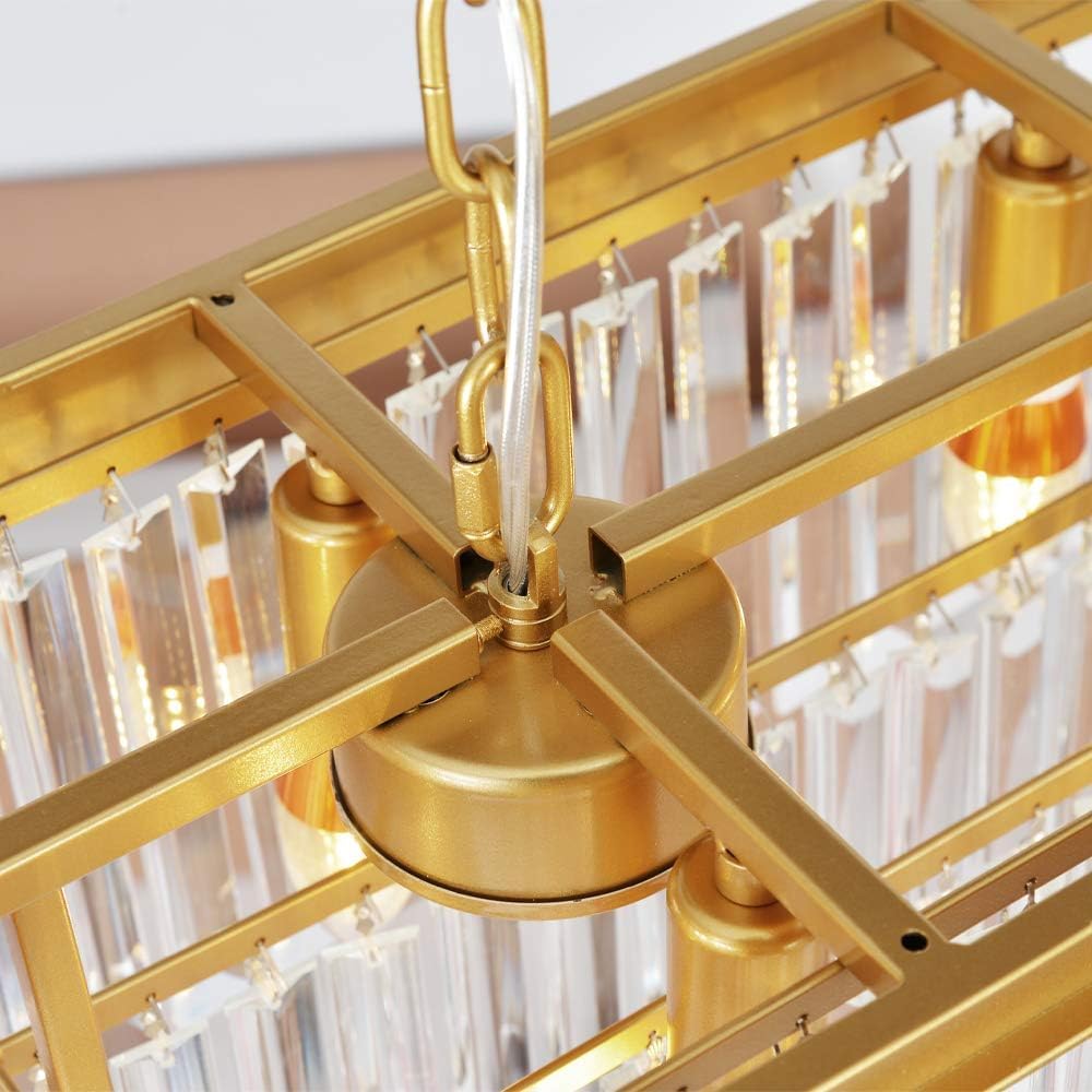 Inspired Odeon Style Gold Rectangular Crystal Linear Chandelier L39.4" W10.2" - A107-B07L5J8VMB